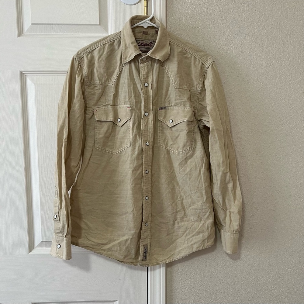 Rafter C Cowboy Collection Beige Pearl Snap Western Shirt Small